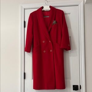 Herman Kay PETITE Women's Size 6 RED Wool Blend Dress Coat